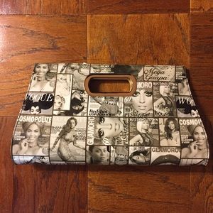 Magazine print clutch purse